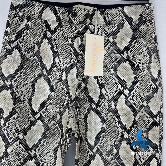 1151 NWT Choosy Elizabeth Faux Leather Pants – Size 4 - Black/Cream Snakeskin - Picture 3 of 16
